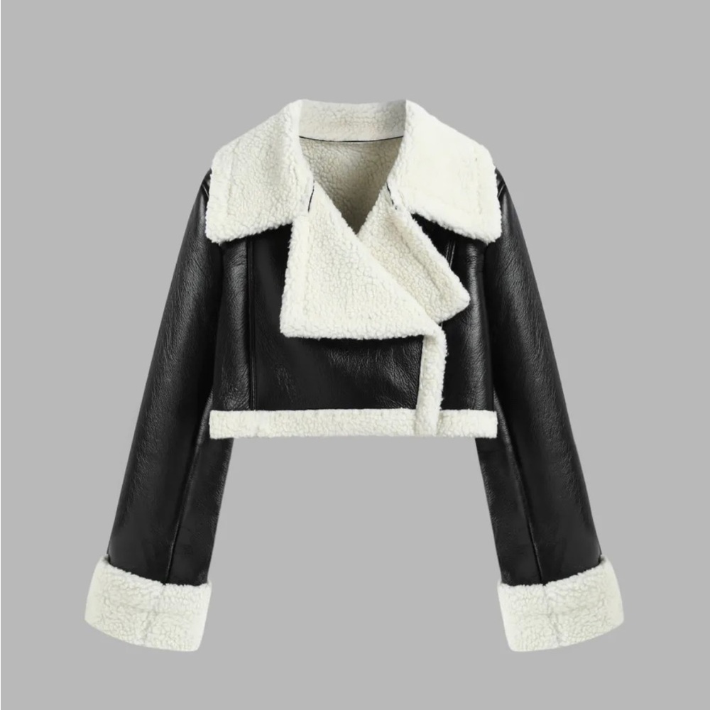 Leather cropped jacket